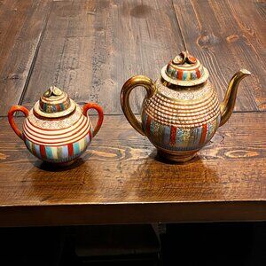 Japanese Kutani Teapot & Sugar Bowl
